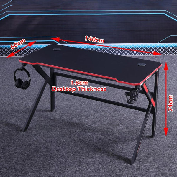 Home Office Desks Gaming Desk Desktop Pc Computer Desks Racing Table Office Laptop Home K Shaped Legs Black 140Cm