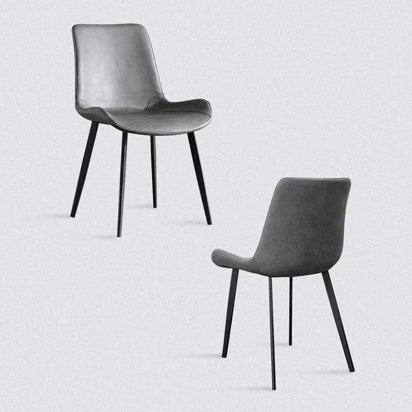 Dining Chairs Minimal List Pu Retro Cafe Kitchen Modern Metal Legs X 2 Grey