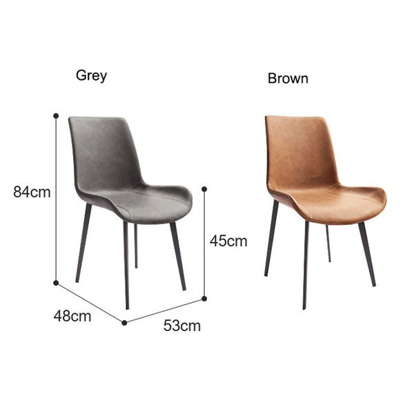 Dining Chairs Minimal List Pu Retro Cafe Kitchen Modern Metal Legs X 2 Grey