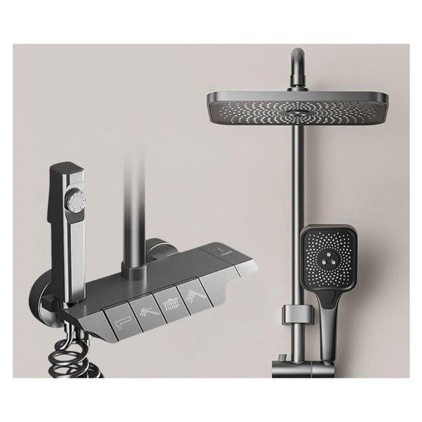 Shower Heads & Combos Geobella Luxury Shower System Hot Cold Mixer Set Bathroom Thermostatic Spa Rainfall Tap Bathtub Wall Mount Led Digital Faucet