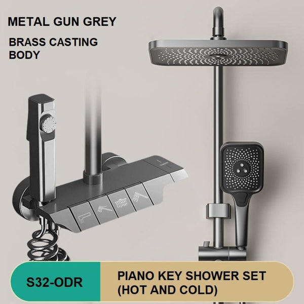 Shower Heads & Combos Geobella Luxury Shower System Hot Cold Mixer Set Bathroom Thermostatic Spa Rainfall Tap Bathtub Wall Mount Led Digital Faucet