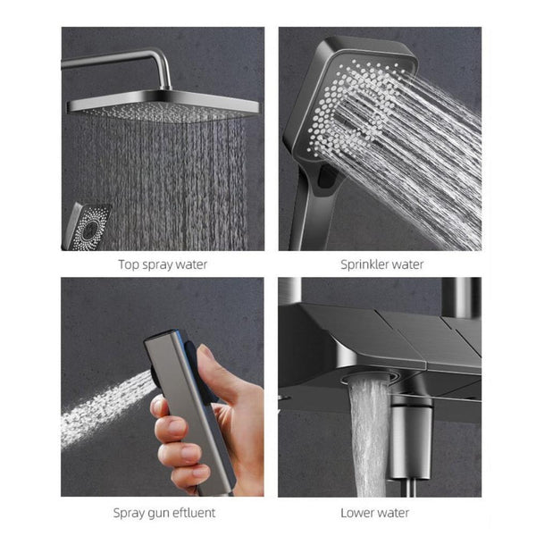 Shower Heads & Combos Geobella Luxury Shower System Hot Cold Mixer Set Bathroom Thermostatic Spa Rainfall Tap Bathtub Wall Mount Led Digital Faucet