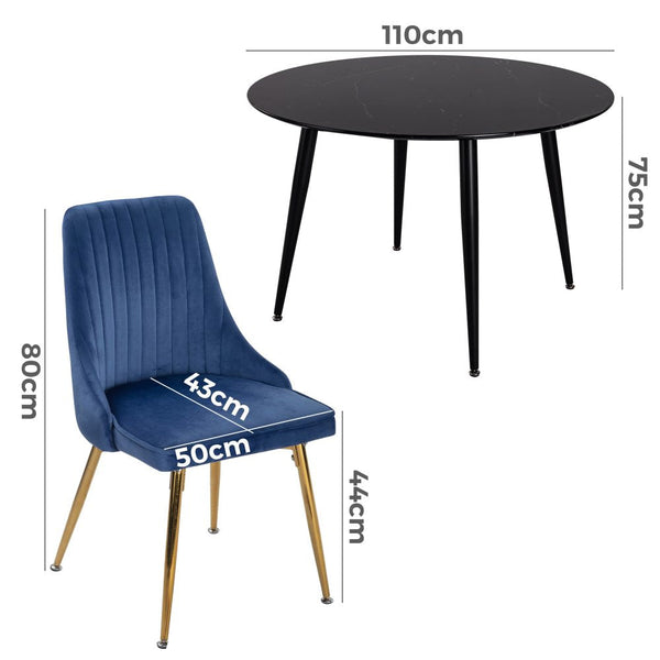 Dining Sets Blue Velvet Bistro Dining Set