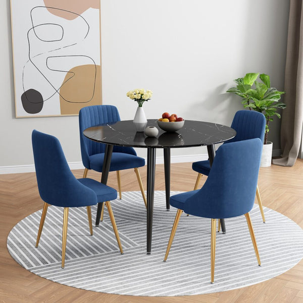 Dining Sets Blue Velvet Bistro Dining Set