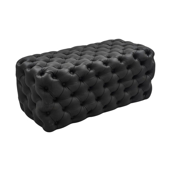 Ottomans, Footstools & Poufs Black Leathaire Ottoman Rectangular