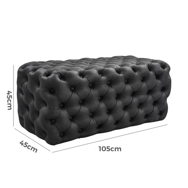 Ottomans, Footstools & Poufs Black Leathaire Ottoman Rectangular