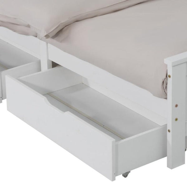 Single Bed Frames 2 X Wooden Bed Frame Storage Trundle Drawers White