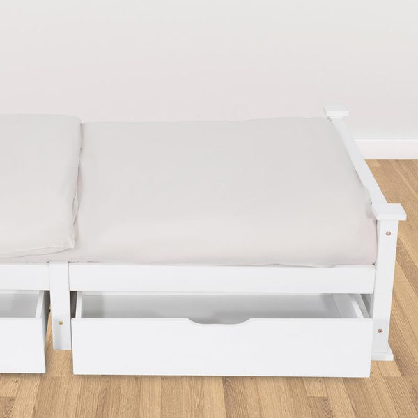 Single Bed Frames 2 X Wooden Bed Frame Storage Trundle Drawers White