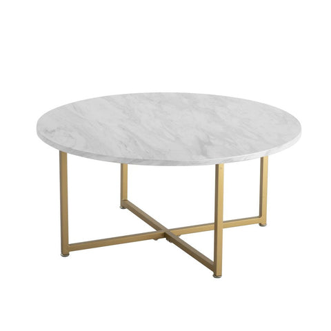 Coffee Tables White Marble Effect Round Coffee Table With Gold Legs