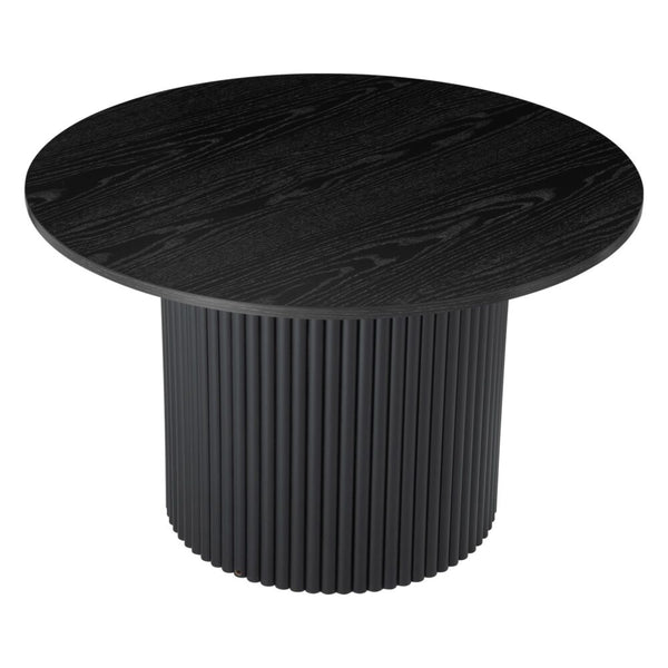 Coffee Tables Luxe Black Ribbed Texture Wooden Coffee Table