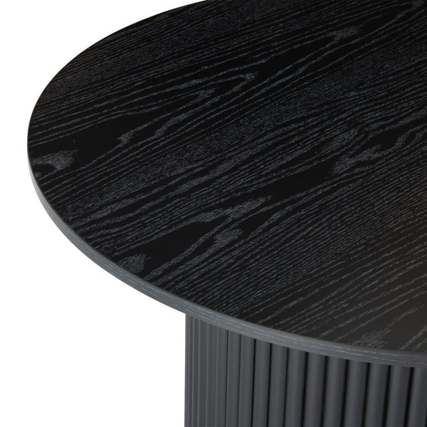 Coffee Tables Luxe Black Ribbed Texture Wooden Coffee Table