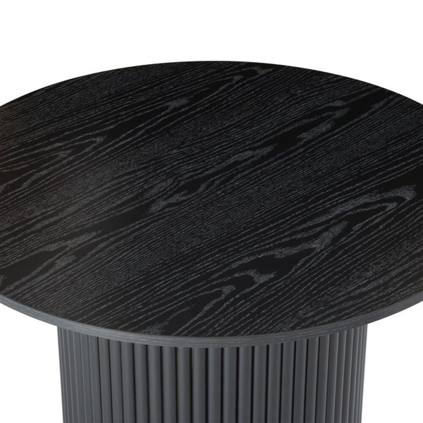 Coffee Tables Luxe Black Ribbed Texture Wooden Coffee Table