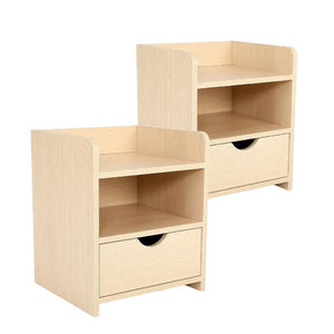 Bedside Tables 2X Bedside Table Side Storage Cabinet Nightstand Bedroom 1 Drawer Shelf Lark Oak