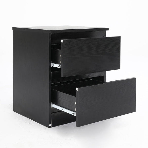 Bedside Tables Bedside Table Side Storage Cabinet Nightstand Bedroom 2 Drawer Joss Black