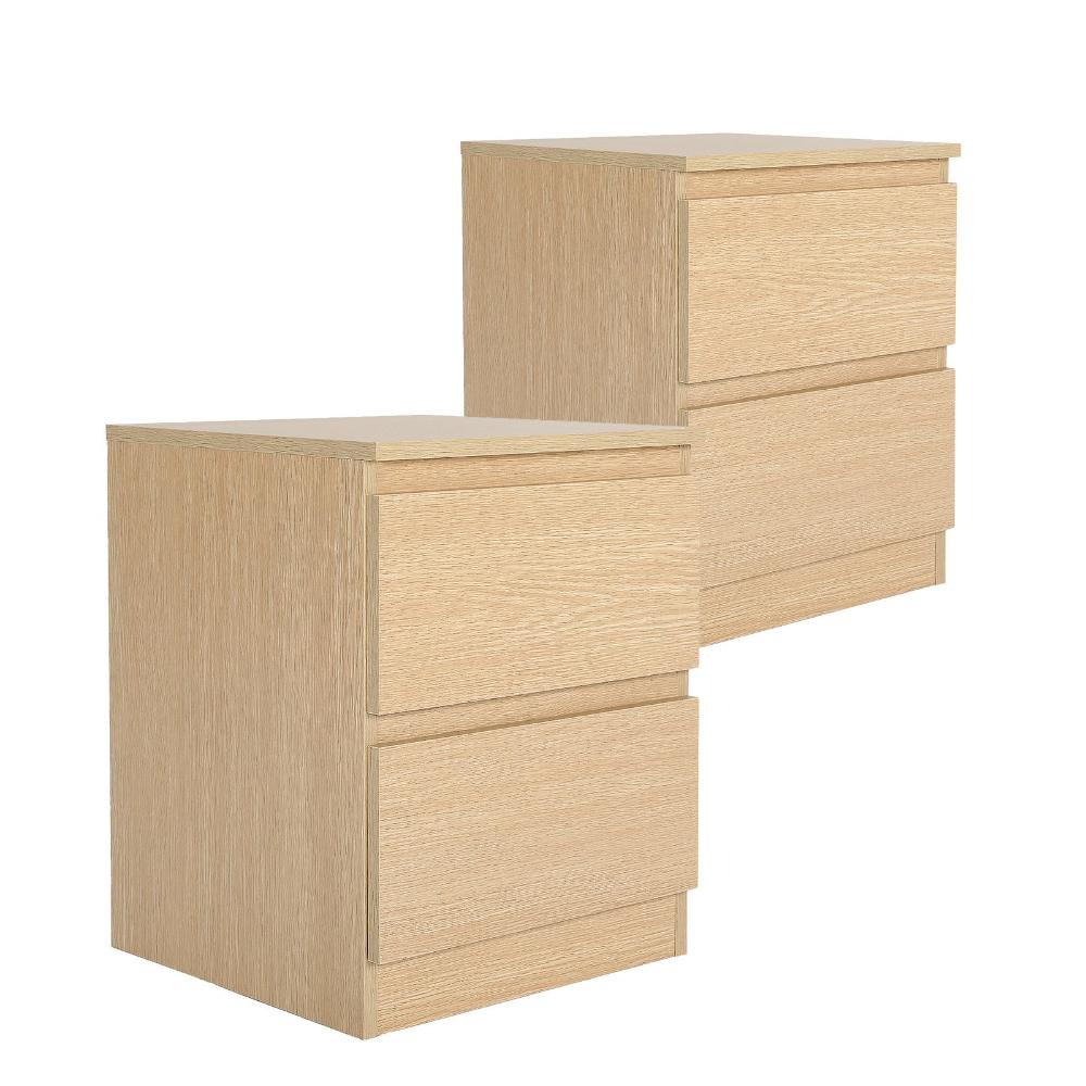 Bedside Tables 2X Bedside Table Side Storage Cabinet Nightstand Bedroom Drawer Joss Oak