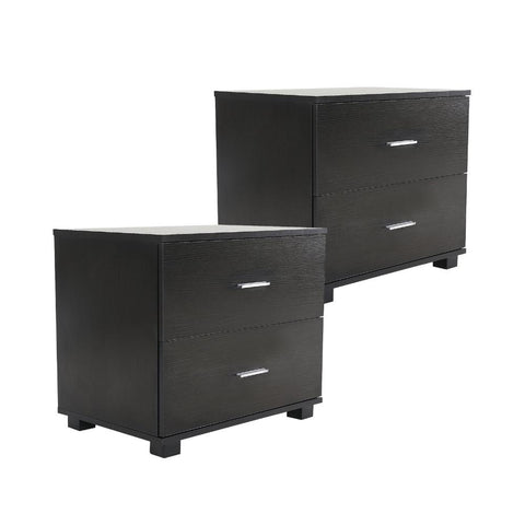 Bedside Tables 2X Bedside Table Side Storage Cabinet Nightstand Bedroom Drawer Etta Black