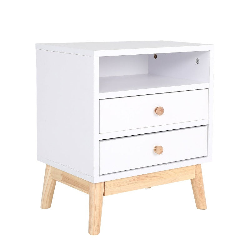 Bedside Tables Bedside Table Side Storage Cabinet Nightstand Bedroom 2 Drawer Anya White