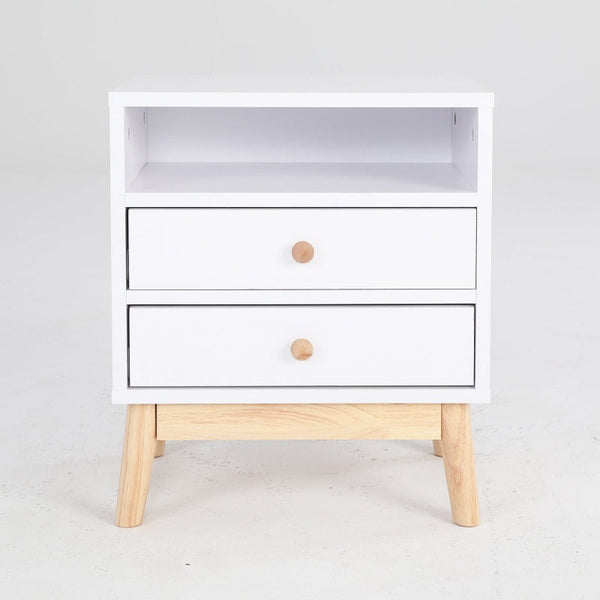 Bedside Tables Bedside Table Side Storage Cabinet Nightstand Bedroom 2 Drawer Anya White