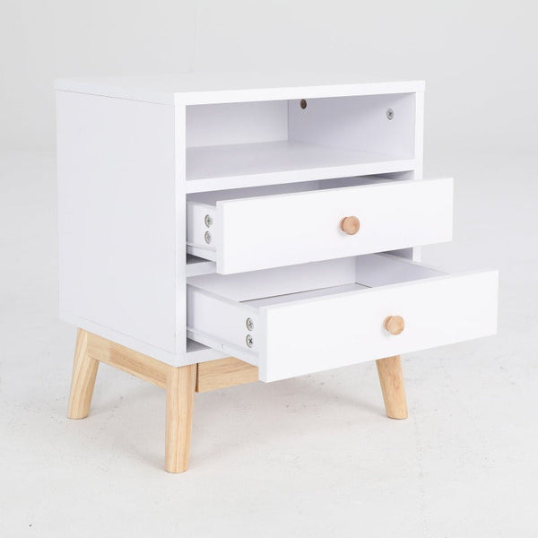 Bedside Tables Bedside Table Side Storage Cabinet Nightstand Bedroom 2 Drawer Anya White