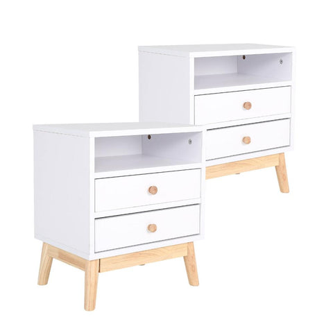 Bedside Tables 2X Bedside Table Side Storage Cabinet Nightstand Bedroom Drawer Anya White