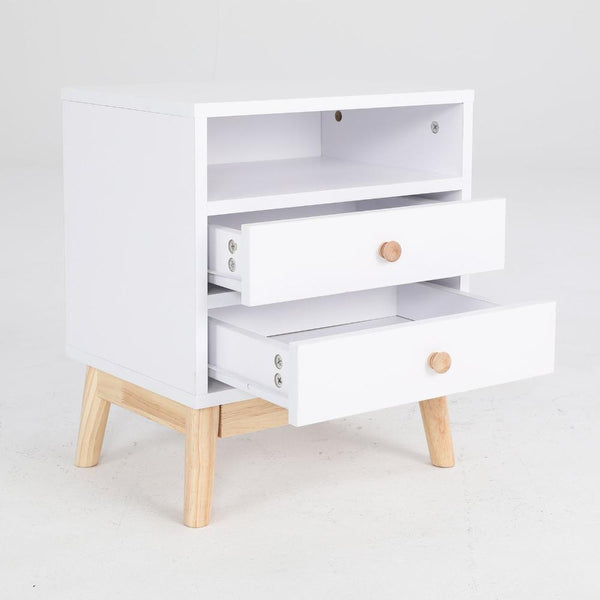 Bedside Tables 2X Bedside Table Side Storage Cabinet Nightstand Bedroom Drawer Anya White