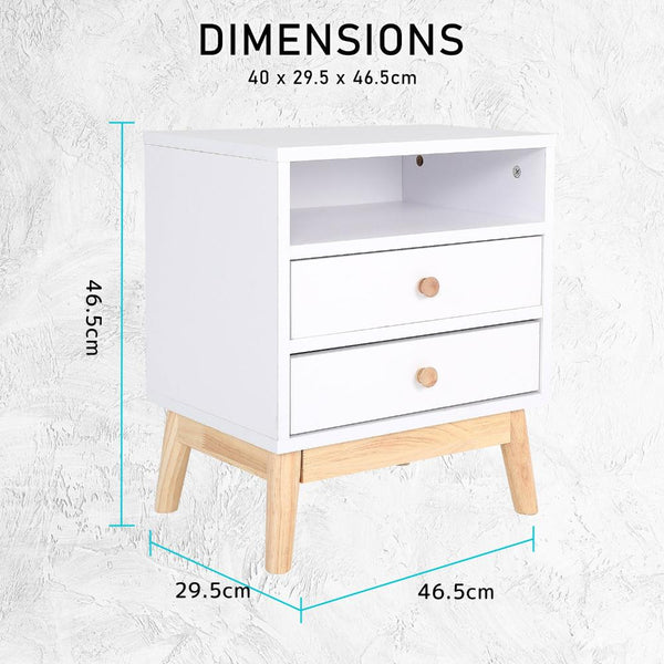 Bedside Tables 2X Bedside Table Side Storage Cabinet Nightstand Bedroom Drawer Anya White