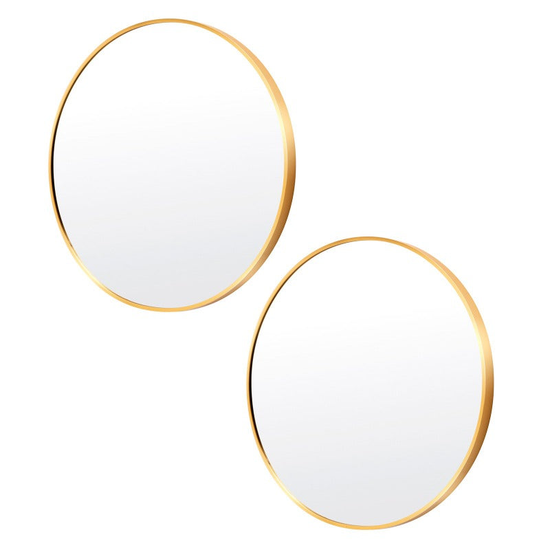 Mirrors 2 Set Wall Mirror Round Aluminum Frame Bathroom 70Cm Gold