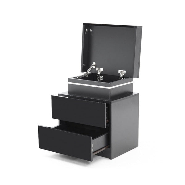 Bedside Tables Bedside Table 2 Drawers Rgb Led Bedroom Cabinet Nightstand Gloss Aurora Black