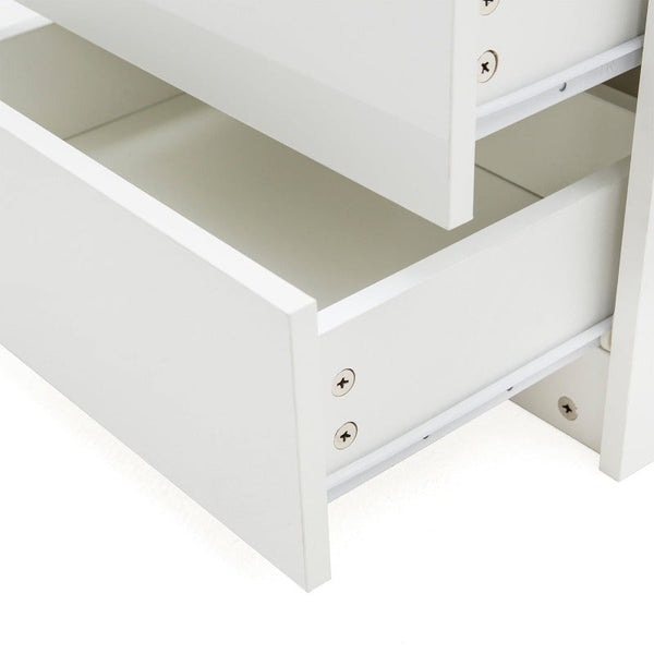 Bedside Tables Bedside Table 2 Drawers Rgb Led Bedroom Cabinet Nightstand Gloss Aurora White