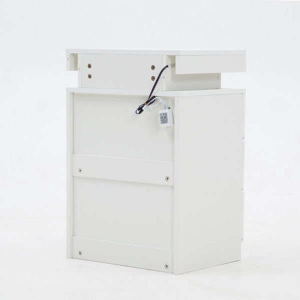 Bedside Tables Bedside Table 3 Drawers Rgb Led Bedroom Cabinet Nightstand Gloss Glory White