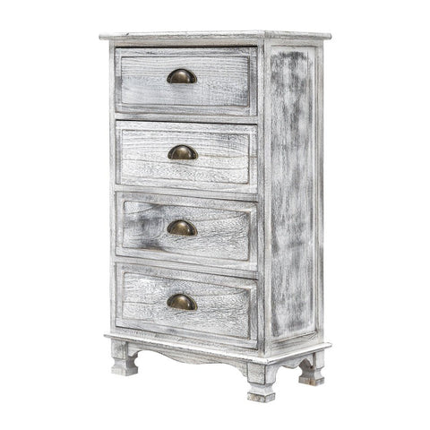 Bedside Tables Bedside Table 4 Drawer Vintage Side Storage Cabinet Bedroom Adeline Grey