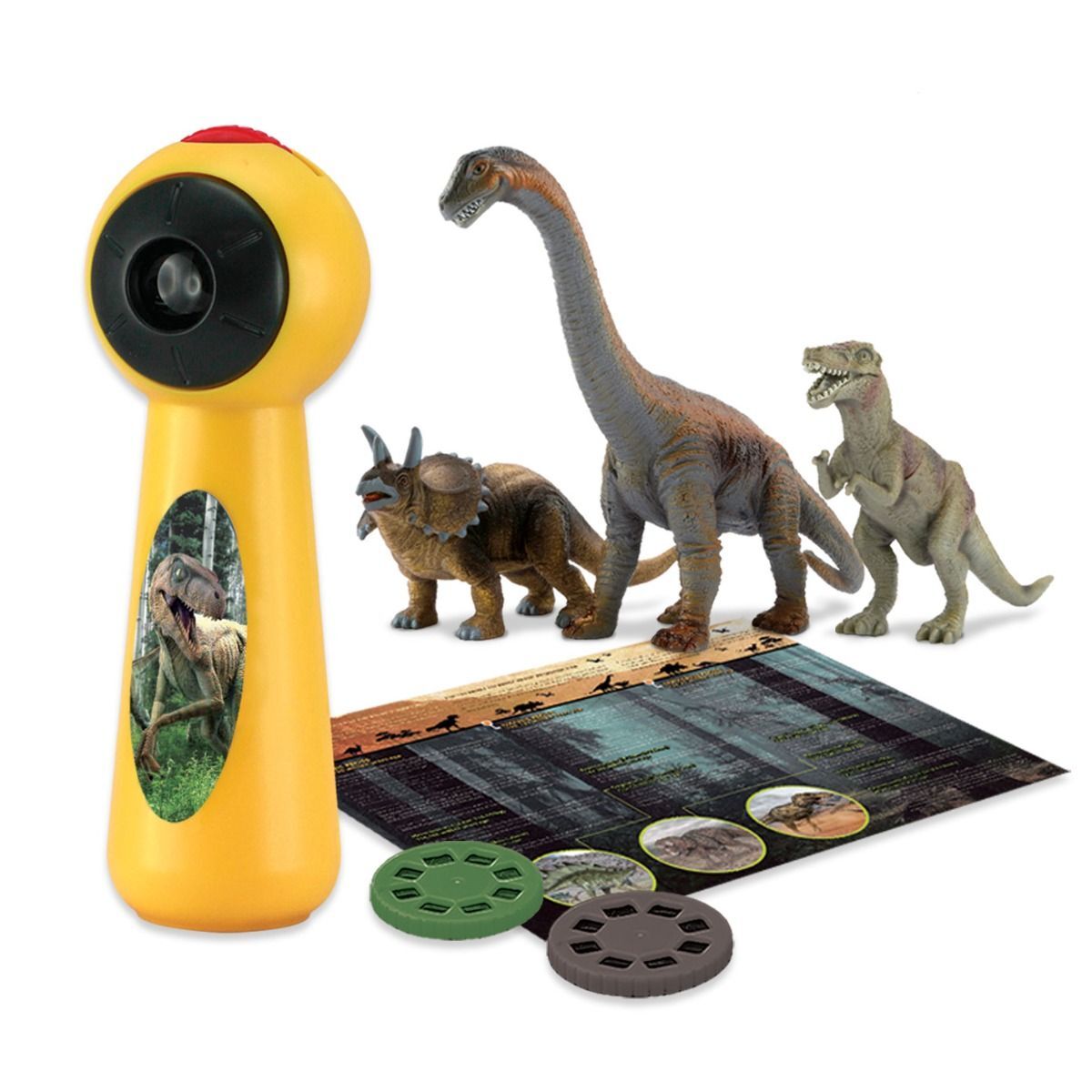 Action Figures Dinosaur Projector And 3 Toy Figures Play Set Kids Stem Learning