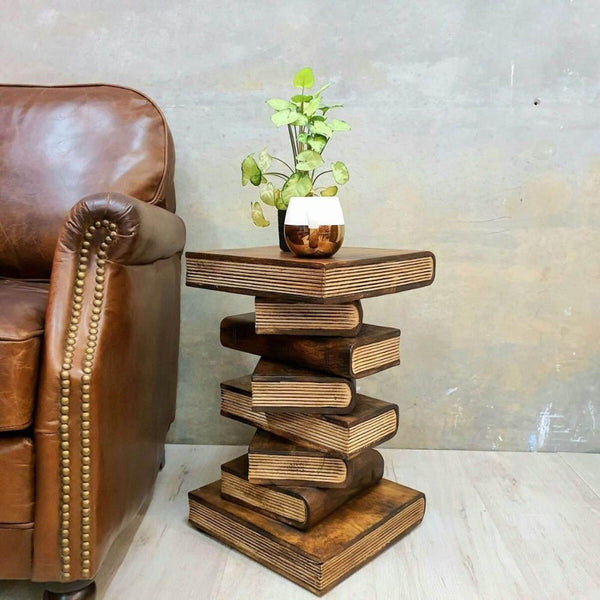 Side Tables Side Table Corner Stool Plant Stand Raintree Wood Natural Finish Book