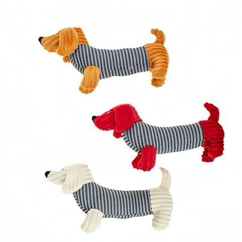 Dog Toys 2 X Pet Puppy Dog Toy Play Animal Plush Soft Squeaky Sausage 35Cm