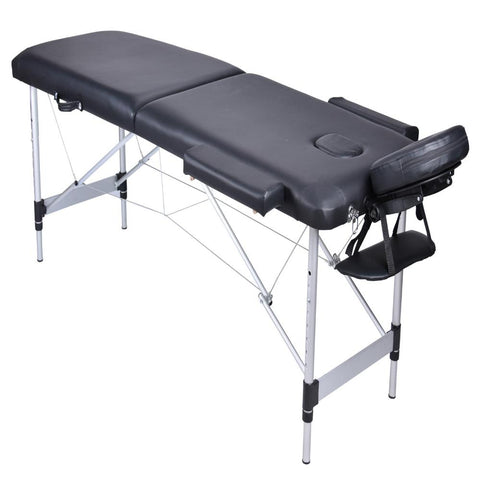 Massage Tables & Chairs Yes4homes 2 Fold Portable Aluminium Massage Table Bed Beauty Therapy Black