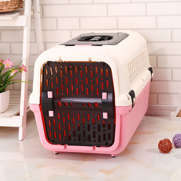 Small Animal Supplies Yes4pets Large Dog Cat Crate Pet Rabbit Carrier Travel Cage With Tray & Window Pink