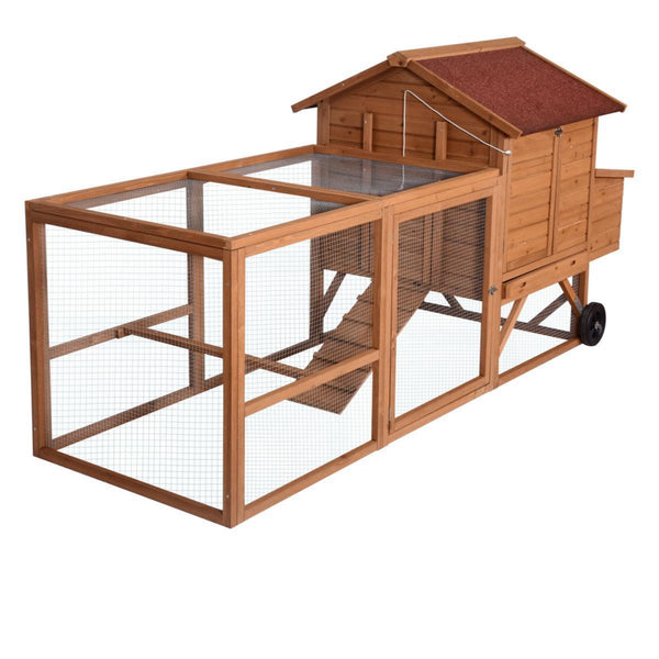 Small Animal Cages & Hutches Yes4pets 248 Cm Xl Chicken Coop Rabbit Hutch Ferret Hen Guinea Pig House With Wheels