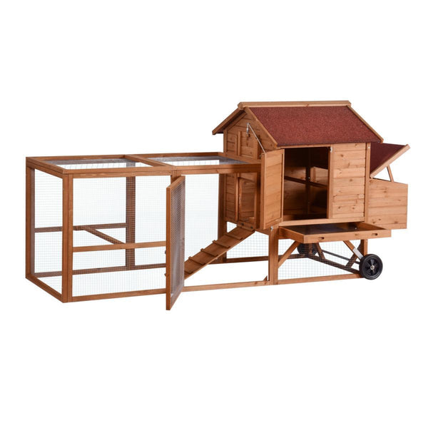 Small Animal Cages & Hutches Yes4pets 248 Cm Xl Chicken Coop Rabbit Hutch Ferret Hen Guinea Pig House With Wheels