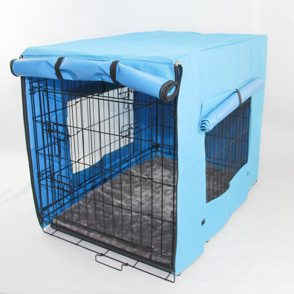 Small Animal Supplies Yes4pets 48' Portable Foldable Dog Cat Rabbit Collapsible Crate Pet Cage With Cover Mat Blue