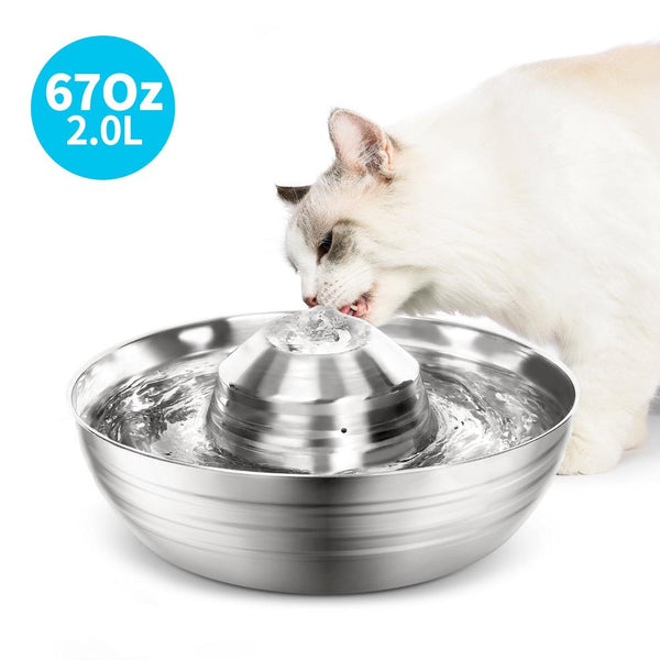 Dog Automatic Feeders Yes4pets 2L Automatic Electric Pet Water Fountain Dog Cat Stainless Steel Feeder Bowl Dispenser