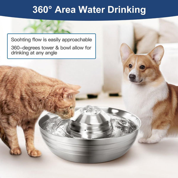 Dog Automatic Feeders Yes4pets 2L Automatic Electric Pet Water Fountain Dog Cat Stainless Steel Feeder Bowl Dispenser