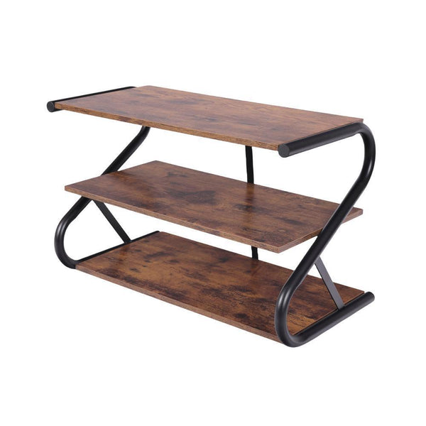 Shoe Racks Matte Black Frame Rustic Wood 3 Tier Medium Shoe Rack Shelf Stand Storage Organizer