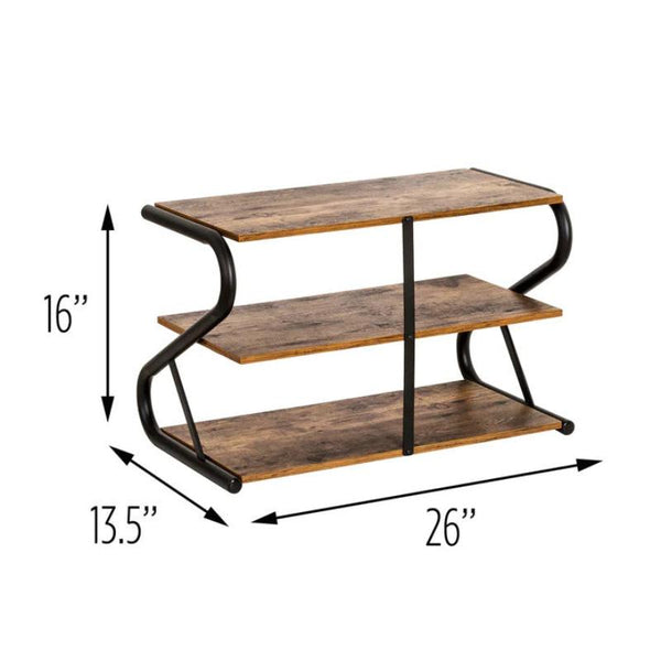 Shoe Racks Matte Black Frame Rustic Wood 3 Tier Medium Shoe Rack Shelf Stand Storage Organizer