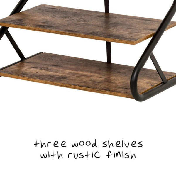 Shoe Racks Matte Black Frame Rustic Wood 3 Tier Medium Shoe Rack Shelf Stand Storage Organizer