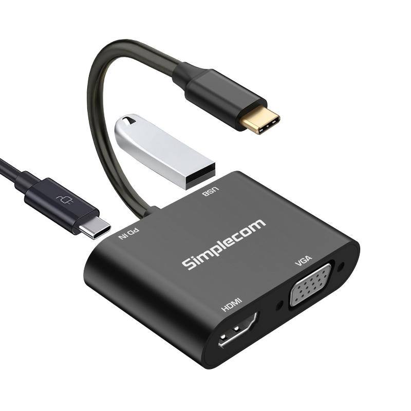 USB Cables, Hubs & Adapters Simplecom Da440 In 1 Usb C Multiport Adapter With Power Delivery 3.0 Vga Hdmi