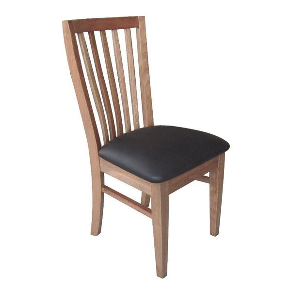 Dining Chairs Fairmont 2Pc Set Dining Chair Pu Leather Seat Slat Back Solid Oak Timber Wood