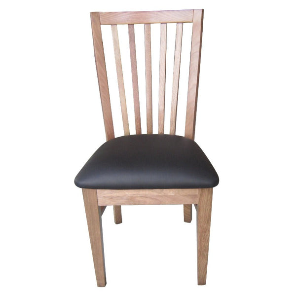 Dining Chairs Fairmont 2Pc Set Dining Chair Pu Leather Seat Slat Back Solid Oak Timber Wood