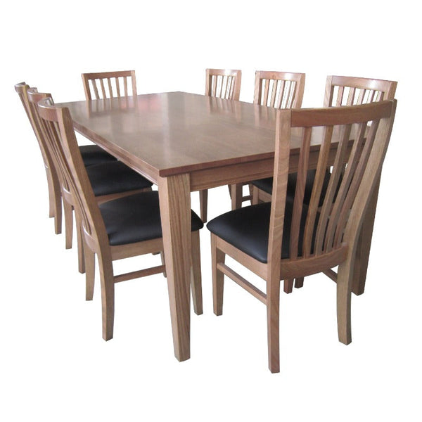 Dining Chairs Fairmont 2Pc Set Dining Chair Pu Leather Seat Slat Back Solid Oak Timber Wood