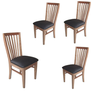 Dining Chairs Fairmont 4Pc Set Dining Chair Pu Leather Seat Slat Back Solid Oak Timber Wood