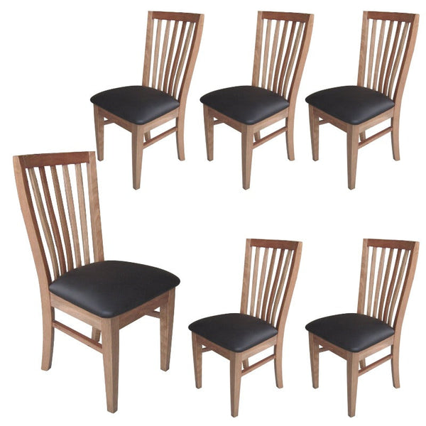 Dining Chairs Fairmont 6Pc Set Dining Chair Pu Leather Seat Slat Back Solid Oak Timber Wood